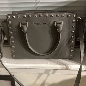 Michael Kors grey purse with silver studs
